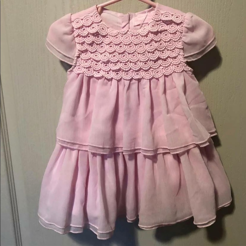 Pink ruffle dress 12m